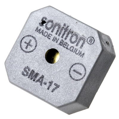 Sonitron 82dB Through Hole Continuous Internal Buzzer, 17.5 x 17.5 x 8.5mm, 1.5V dc Min, 24V dc Max
