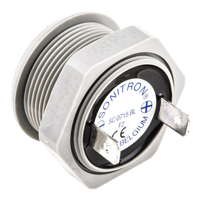 Sonitron 98dB Through Hole Continuous Internal Buzzer, 36.5 (Dia.) x 26mm, 0.7V dc Min, 15V dc Max