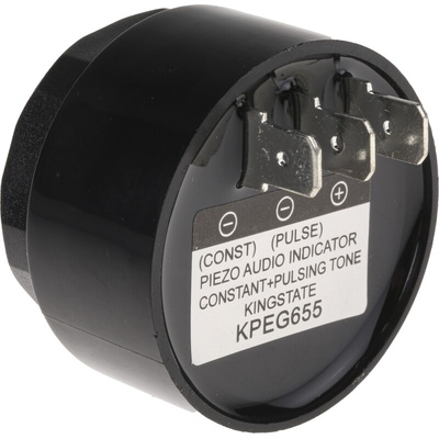 RS PRO 88dB Panel Mount Continuous, Fast Pulse Internal Piezo Buzzer, 42.5 x 33mm, 6V dc Min, 28V dc Max