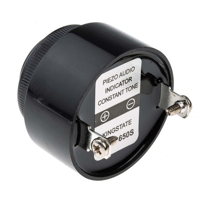 RS PRO 98dB Panel Mount Continuous Internal Buzzer, 42.5 (Dia.) x 33mm, 4V dc Min, 28V dc Max