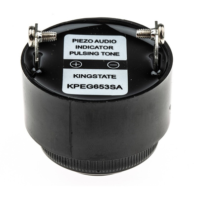 RS PRO 80dB Panel Mount Slow Pulse Internal Piezo Buzzer, 42.5 (Dia.) x 33mm, 6V dc Min, 28V dc Max
