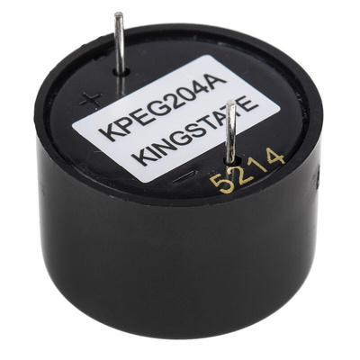 RS PRO 93dB Through Hole Continuous Internal Buzzer, 24.5 (Dia.) x 16mm, 3V dc Min, 20V dc Max