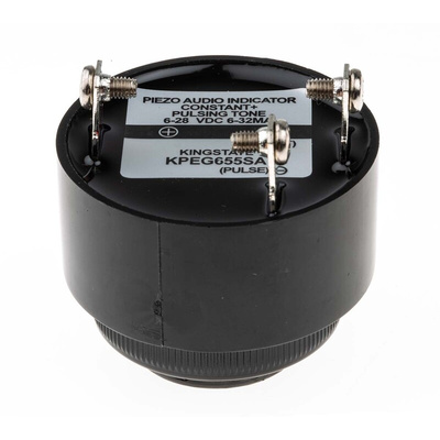 RS PRO 92dB Panel Mount Continuous, Fast Pulse Internal Buzzer, 42.5 (Dia.) x 42.5mm, 6V dc Min, 28V dc Max