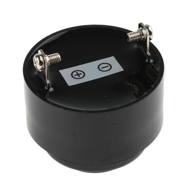 RS PRO 97dB Panel Mount Continuous Internal Piezo Buzzer, 43 (Dia.) x 20mm, 4V dc Min, 28V dc Max