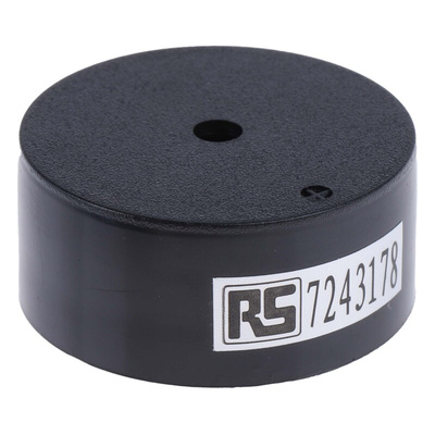 RS PRO 100dB Through Hole Continuous Internal Piezo Buzzer, 31.25 (Dia.) x 14mm, 5V dc Min, 15V dc Max