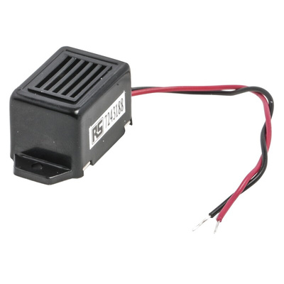 RS PRO 75dB Flange Mount Continuous Internal Magnetic Buzzer Component, 33.5 x 17 x 15.5mm, 6V dc Min, 8V dc Max
