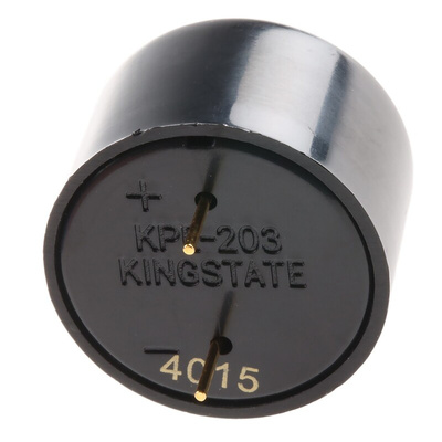 RS PRO 86dB Through Hole Continuous Internal Piezo Buzzer, 24.5 (Dia.) x 16mm, 3V dc Min, 20V dc Max