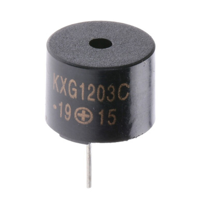 Kingstate 85dB Through Hole Continuous Internal Magnetic Buzzer Component, 12 (Dia.) x 9.5mm, 2V dc Min, 5V dc Max