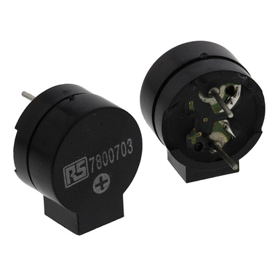 RS PRO 85dB Through Hole Continuous External Magnetic Buzzer Component, 12 x 7.5mm, 1V ac Min, 3V ac Max