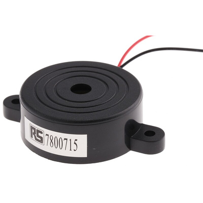 RS PRO 90dB Through Hole Continuous External Piezo Buzzer, 41.8 x 16mm, 1V ac Min, 30V ac Max