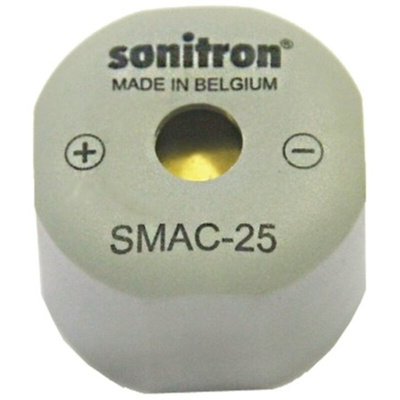 Sonitron 93.5dB SMD Continuous Internal Buzzer, 25 x 18mm, 5V dc Min, 16V dc Max