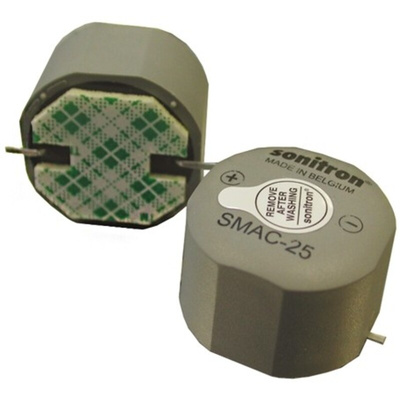 Sonitron 93.5dB SMD Continuous Internal Buzzer, 25 x 18mm, 5V dc Min, 16V dc Max