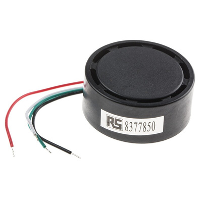 RS PRO ≥105dB Wire Leads Continuous, Slow & Fast Pulse Internal Magnetic Buzzer Component, 43 x 18mm, 6V dc Min, 28V dc