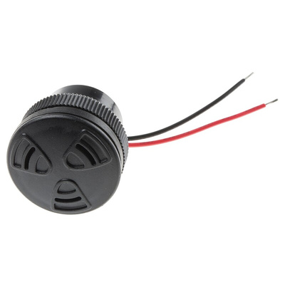 RS PRO 100dB Wire Leads Continuous Internal Magnetic Buzzer Component, 33 x 28.9mm, 5V dc Min, 25V dc Max