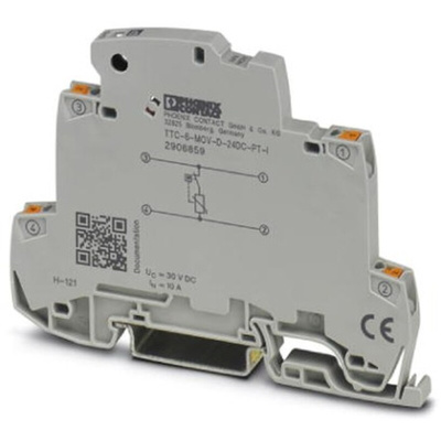 Phoenix Contact, TTC-6-MOV-D-24DC-PT-I Surge Protector 30 V dc Maximum Voltage Rating 2kA Maximum Surge Current Surge