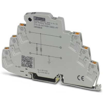 Phoenix Contact, TTC-6-2XTVSD-24DC-PT Surge Protector 30 V dc Maximum Voltage Rating 1kA Maximum Surge Current Surge