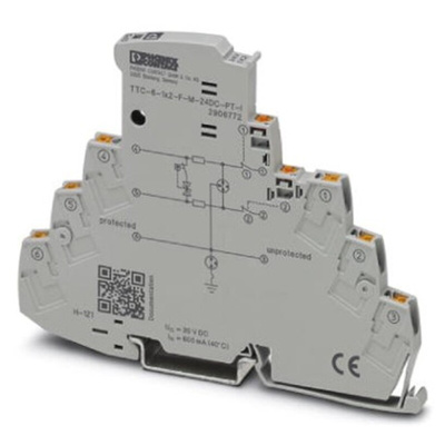 Phoenix Contact, TTC-6-1X2-F-M-24DC-PT-I Surge Protector 30 V dc Maximum Voltage Rating 10kA Maximum Surge Current