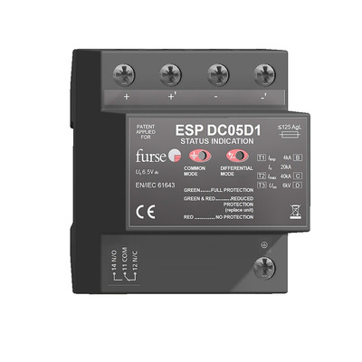 WJ Furse, ESP-DCD1 Surge Suppressor Unit 5 V dc Maximum Voltage Rating Mains Protector