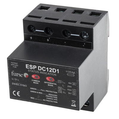 WJ Furse, ESP-DCD1 Surge Protection Device 15 V dc Maximum Voltage Rating Mains Protector