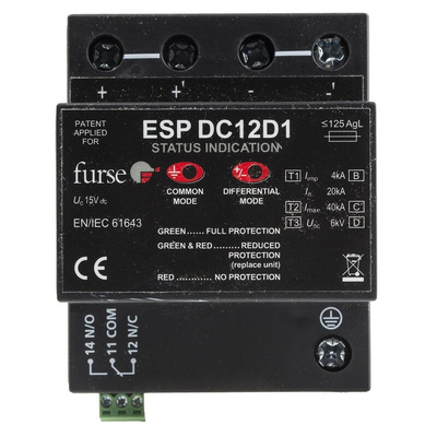 WJ Furse, ESP-DCD1 Surge Protection Device 15 V dc Maximum Voltage Rating Mains Protector