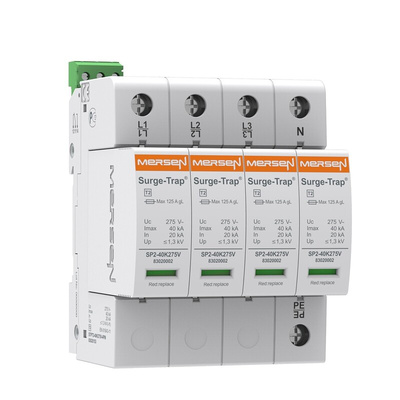 Mersen, STPT2-40 Surge Protection Device 275 V ac Maximum Voltage Rating 40kA Maximum Surge Current Type 2 Mersen SPD
