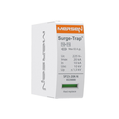 Mersen, STPT23 Surge Protection Device 255 V ac Maximum Voltage Rating 20kA Maximum Surge Current Type 2+3 Mersen SPD