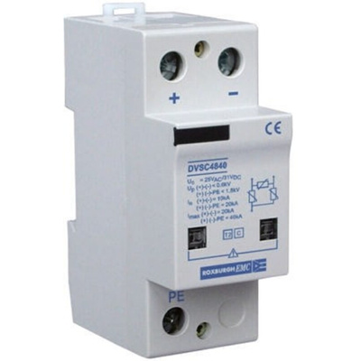 Roxburgh EMC, DVS Surge Suppressor Unit 40 V ac, 56 V dc Maximum Voltage Rating 40kA Maximum Surge Current Type 1
