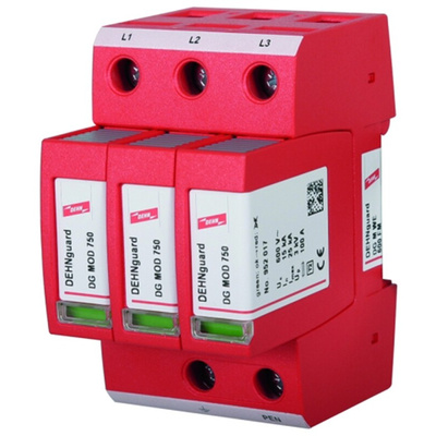 Dehn, DG Modular Surge Protector 600 V Maximum Voltage Rating 15kA Maximum Surge Current Type 2 Arrester