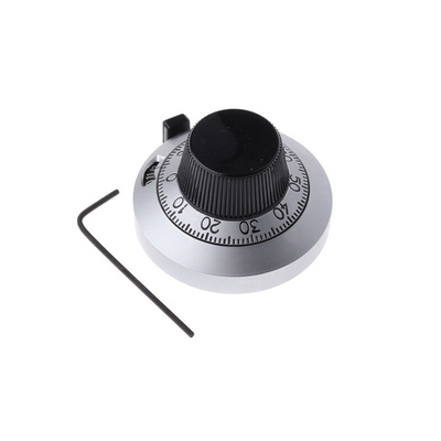 Vishay 46mm Chrome Potentiometer Knob for 6mm Shaft Splined, 21B11B010