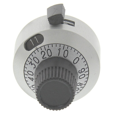 Vishay 22.2mm Silver Potentiometer Knob for 6mm Shaft Splined, 18B11B010