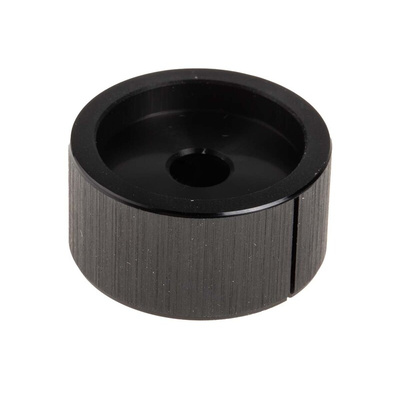 RS PRO 28mm Black Potentiometer Knob for 6.4mm Shaft Splined