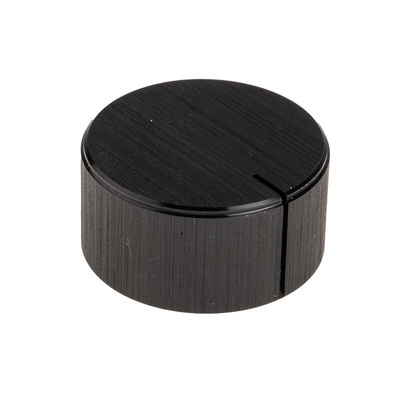 RS PRO 28mm Black Potentiometer Knob for 6.4mm Shaft Splined