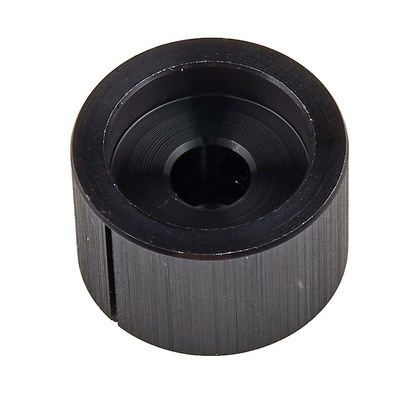 RS PRO 22mm Black Potentiometer Knob for 6.4mm Shaft Splined