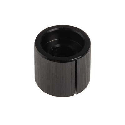 RS PRO 16mm Black Potentiometer Knob for 6.4mm Shaft Splined