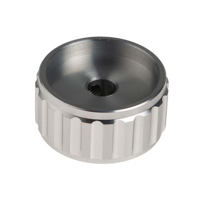 RS PRO 30mm Silver Potentiometer Knob for 6.4mm Shaft Splined