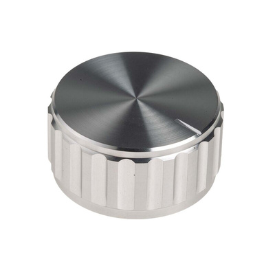 RS PRO 30mm Silver Potentiometer Knob for 6.4mm Shaft Splined
