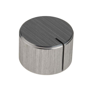 RS PRO 22mm Silver Potentiometer Knob for 6.4mm Shaft Splined