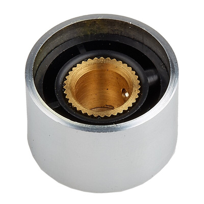 RS PRO 18mm Silver Potentiometer Knob for 6.4mm Shaft Splined