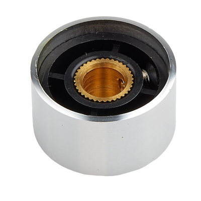 RS PRO 22mm Silver Potentiometer Knob for 6.4mm Shaft Splined