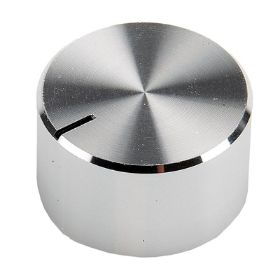 RS PRO 22mm Silver Potentiometer Knob for 6.4mm Shaft Splined