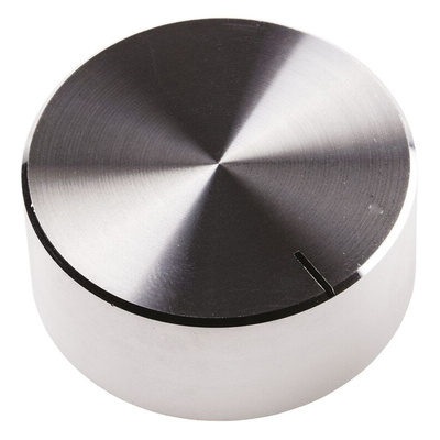 RS PRO 38mm Silver Potentiometer Knob for 6.4mm Shaft Splined