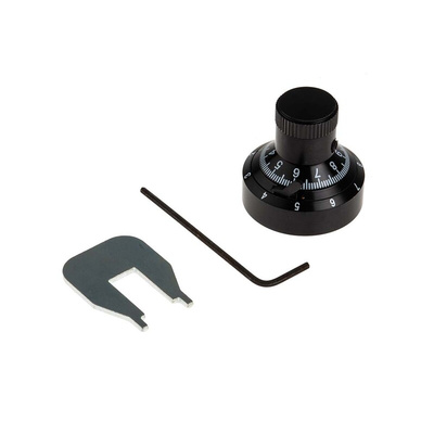 RS PRO 7.2mm Black Potentiometer Knob for 6.35mm Shaft Splined