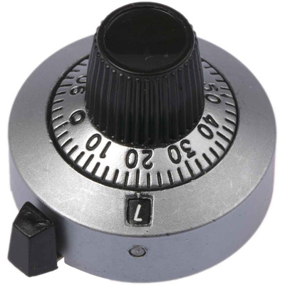 Vishay 25.4mm Chrome Potentiometer Knob for 6.35mm Shaft Splined, 11A41B010