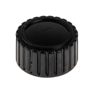RS PRO 21.1mm Black Potentiometer Knob for 6.35mm Shaft Splined
