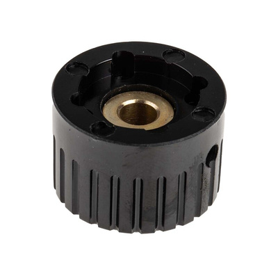 RS PRO 29.5mm Black Potentiometer Knob for 6.35mm Shaft Splined