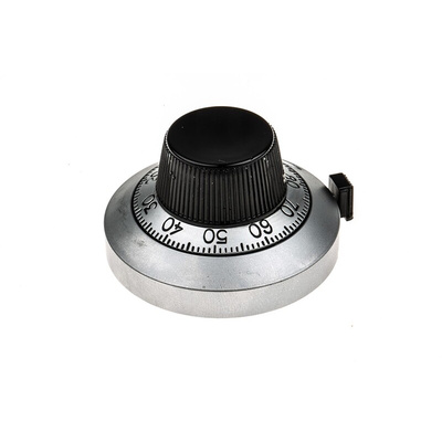 Vishay 46mm Silver Potentiometer Knob for 6.35mm Shaft Splined, 21A11B10