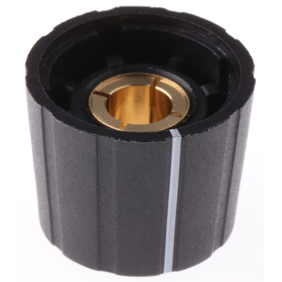 Sifam 21mm Black Potentiometer Knob for 6.35mm Shaft Splined, S211 250BK