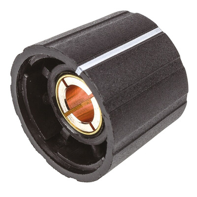 Sifam 21.5mm Black Potentiometer Knob for 6mm Shaft Splined, S211 006BK