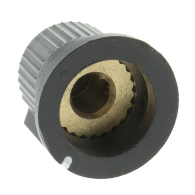 RS PRO 11.6mm Black Potentiometer Knob for 3.2mm Shaft Splined