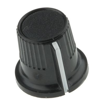 RS PRO 11.6mm Black Potentiometer Knob for 3.2mm Shaft Splined